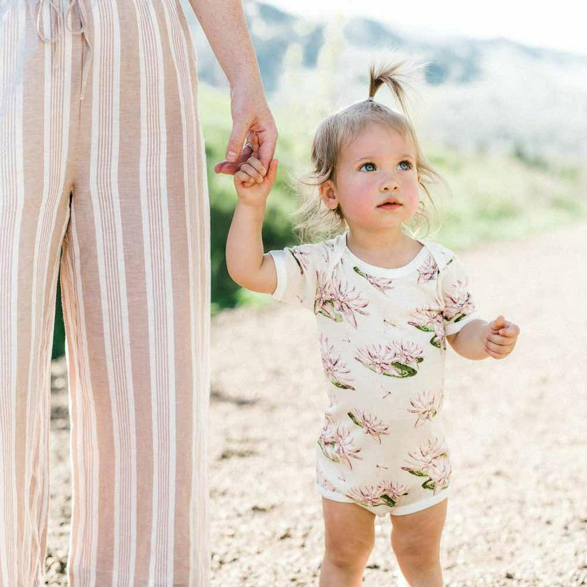 Green Floral Bamboo Short Sleeve One Piece
