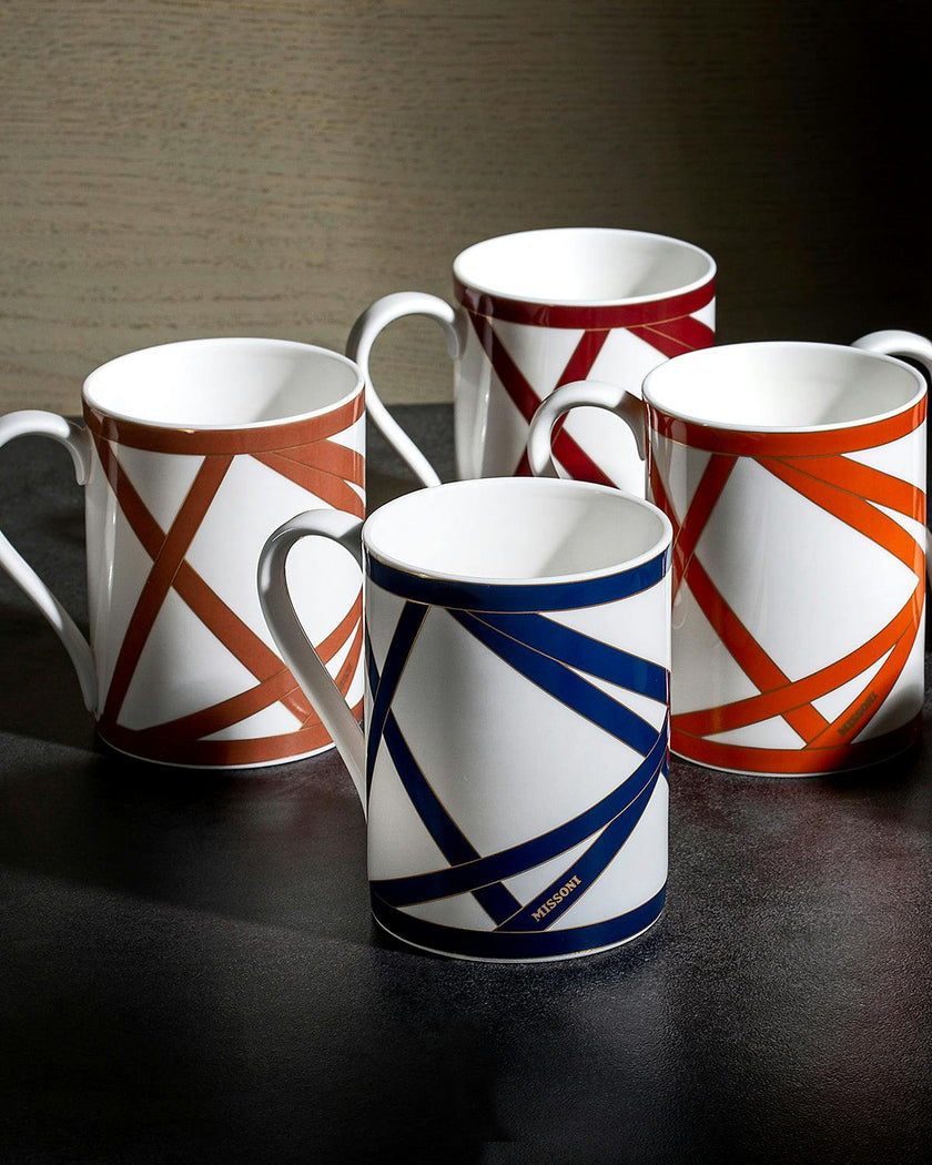 Mug Cup NASTRI in Luxury Box Blue diam. 3", H 3.9", cap. 12.5 oz