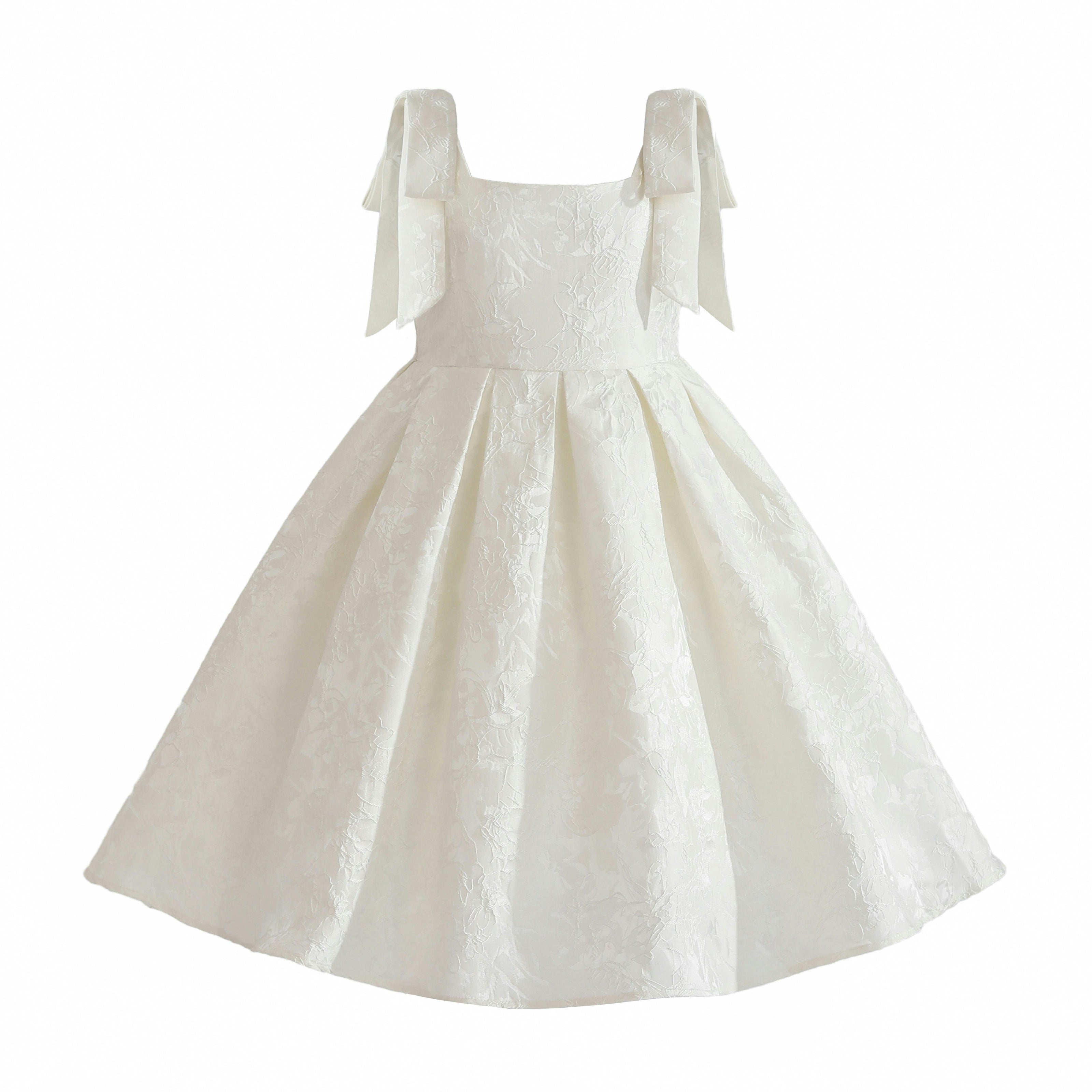 Ivory Marigold Bow Pleated Dress