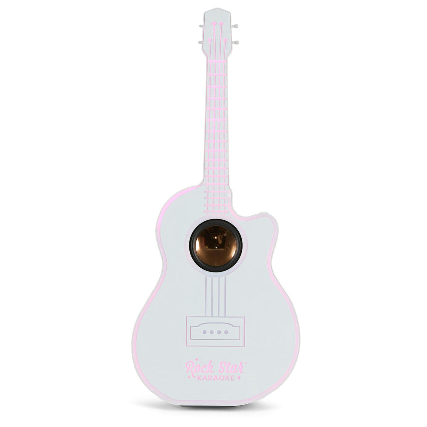 Rock Star Karaoke-Guitar Speaker & Microphone Combo - White