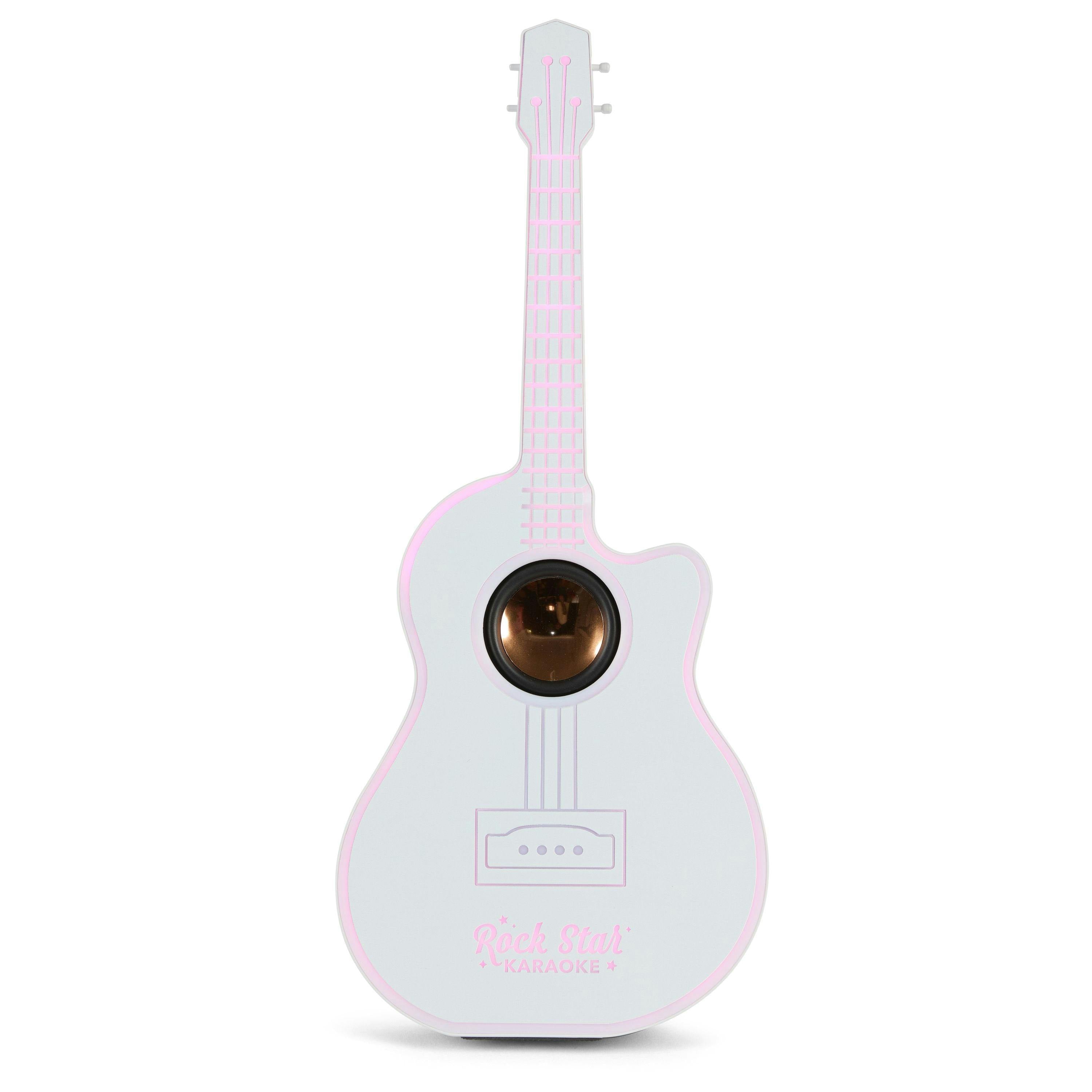Rock Star Karaoke-Guitar Speaker & Microphone Combo - White