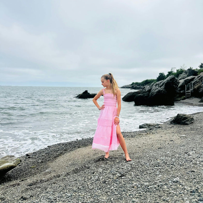 Pink Long Ruffle Dress