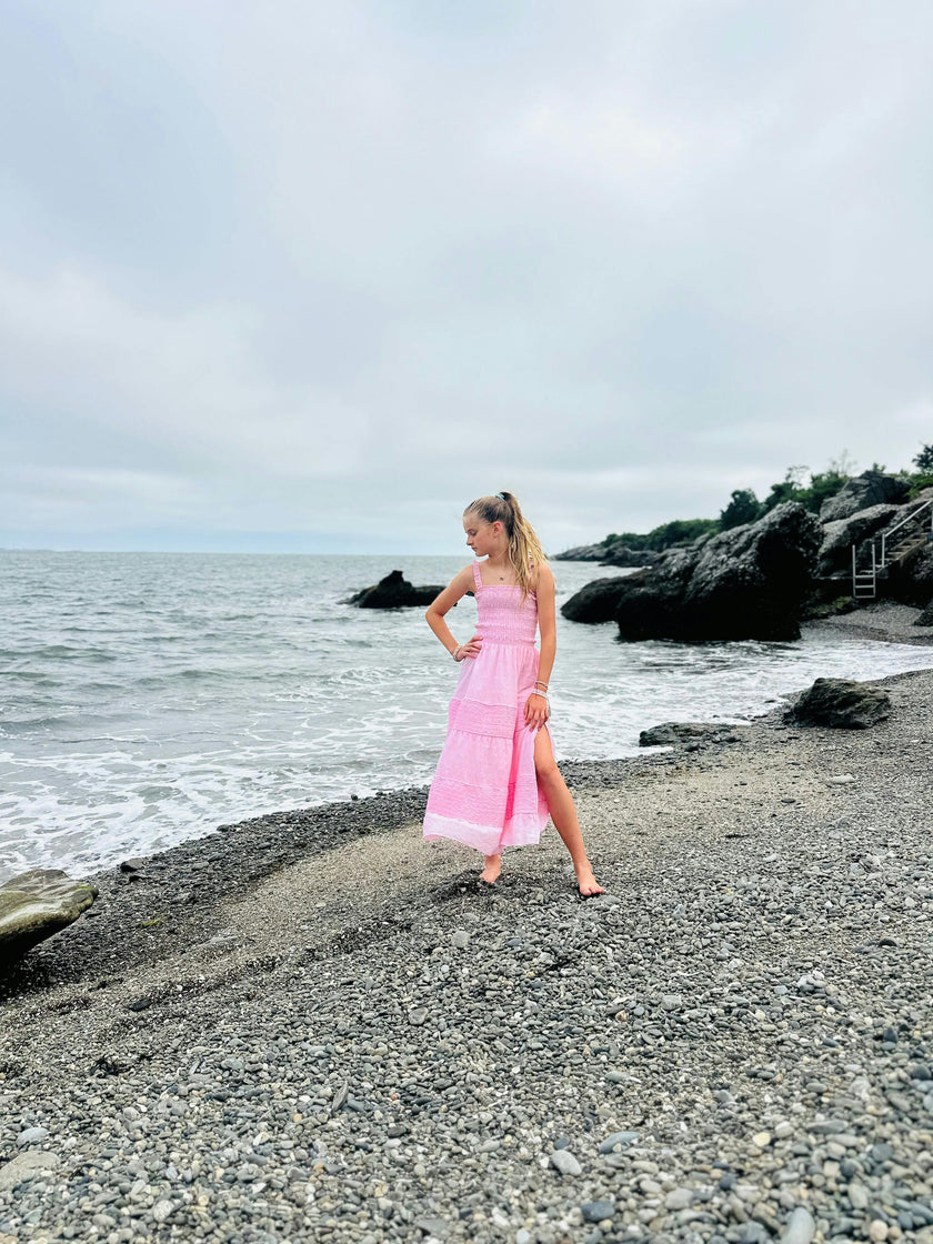 Pink Long Ruffle Dress
