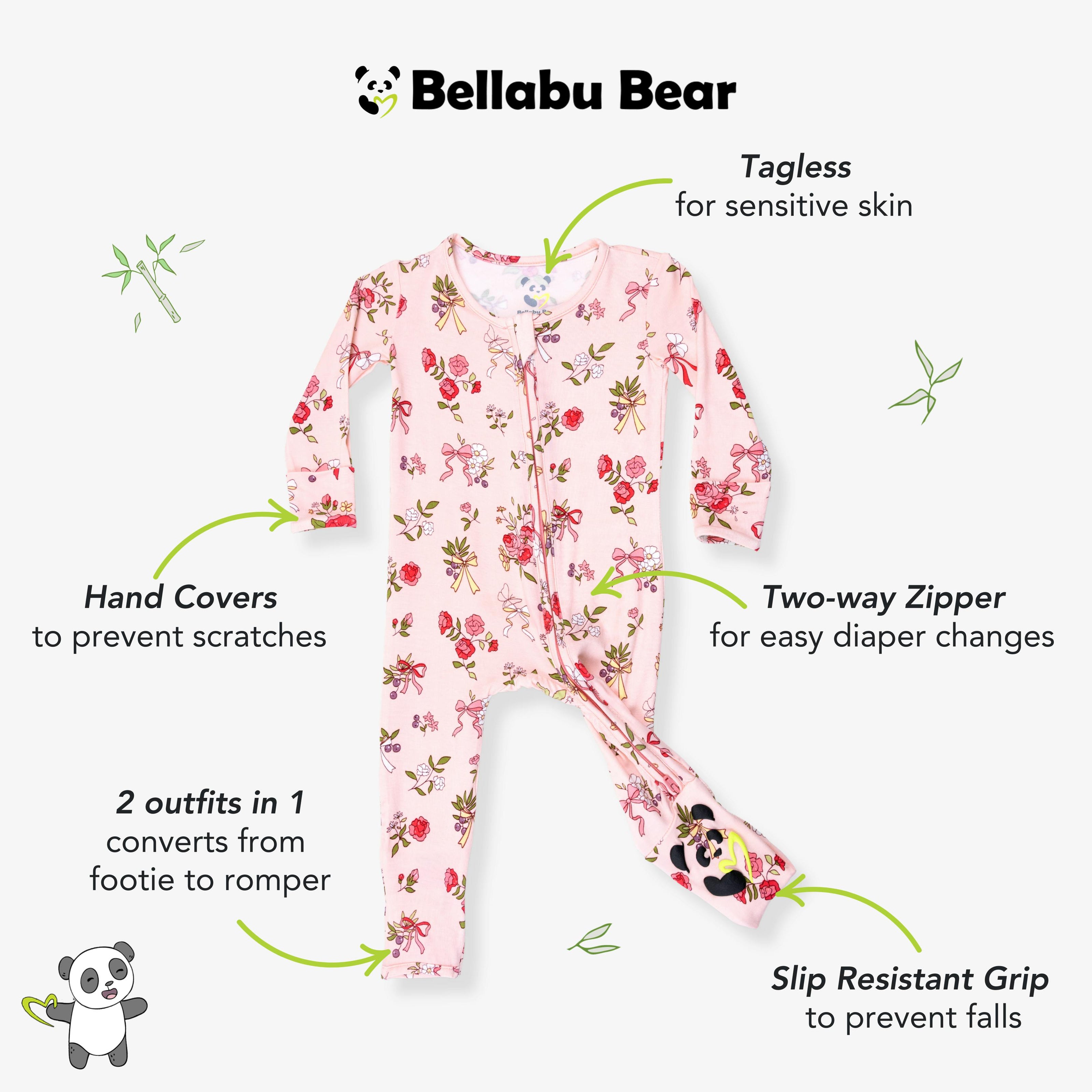 Bows & Blooms Bamboo Convertible Footie