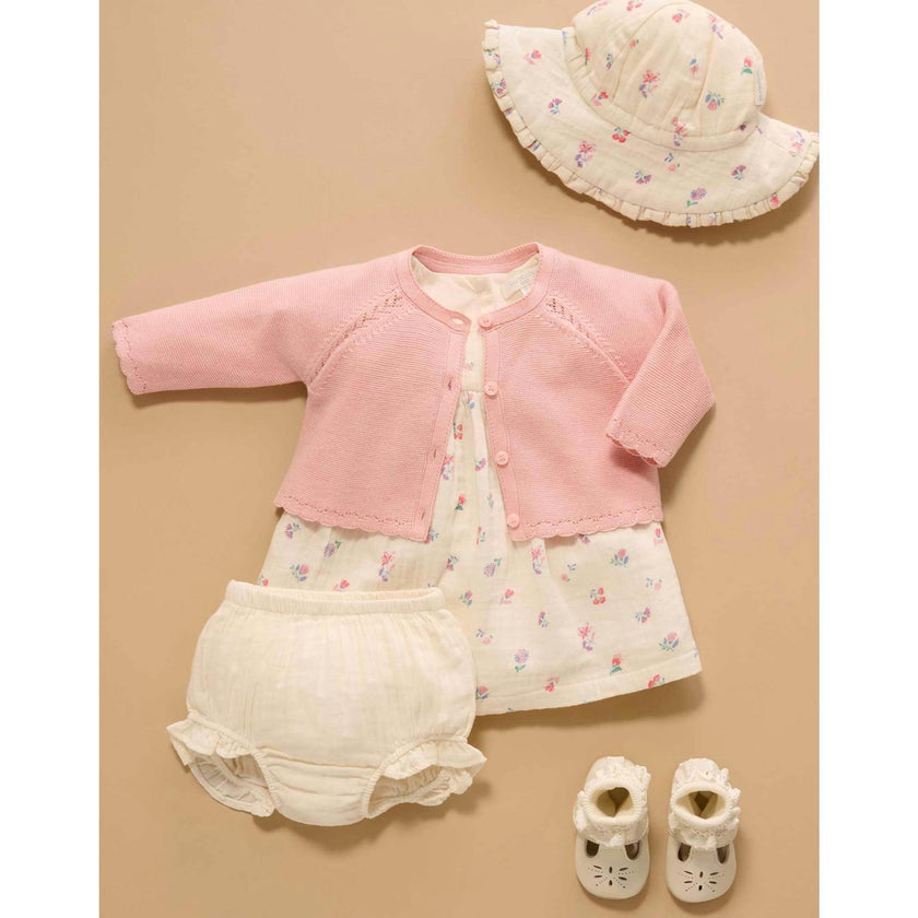 Scalloped Cardigan Guava Melange