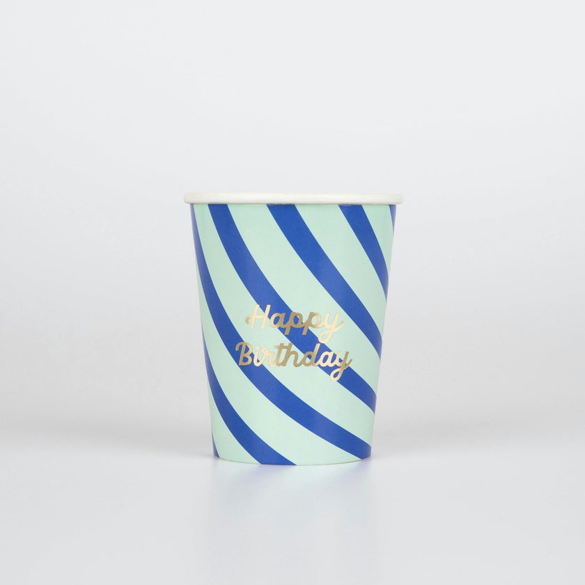 Stripe Happy Birthday Cups