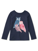 Woodland Owls Graphic Tee, Indigo