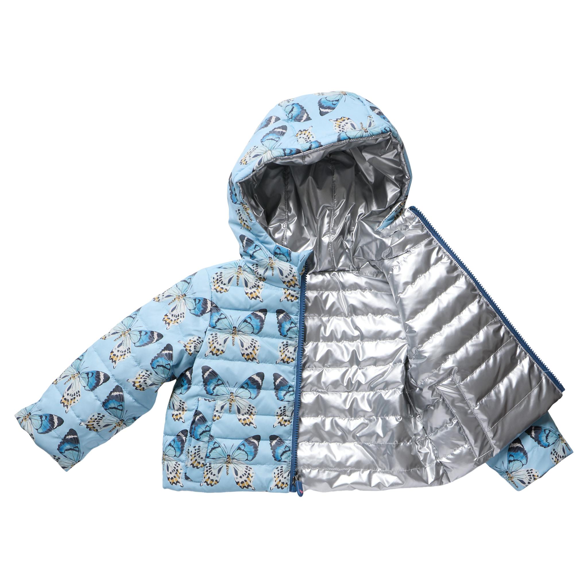 Girls Reversible Riley Jacket - Blue Vintage Butterflies