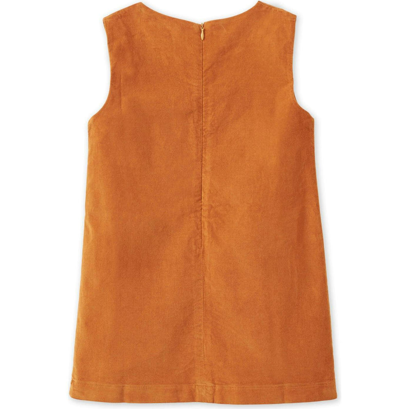 Organic Cotton Velvet Dress, Raw Sienna