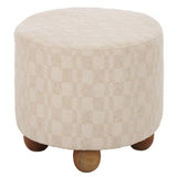 Bronislava Round Wood Pouf