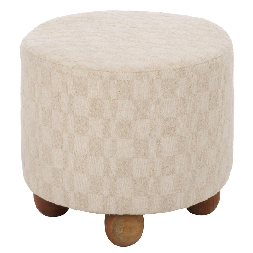 Bronislava Round Wood Pouf