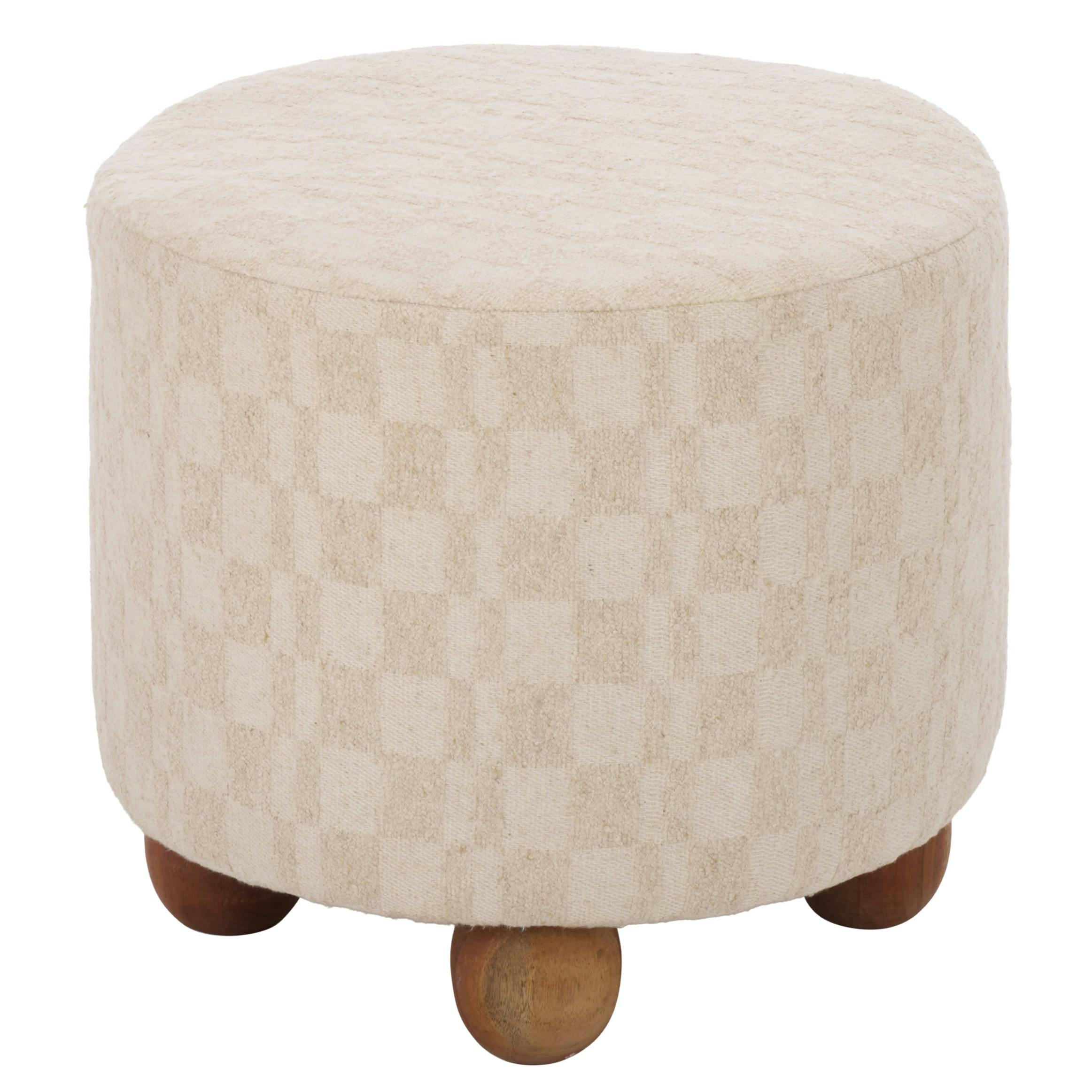 Bronislava Round Wood Pouf