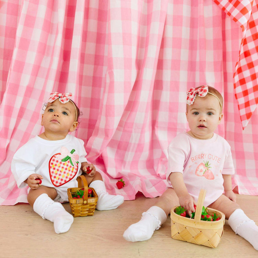 Red Gingham Bow Baby Headband