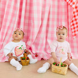 Strawberry Patchwork Short Sleeve Romper - White
