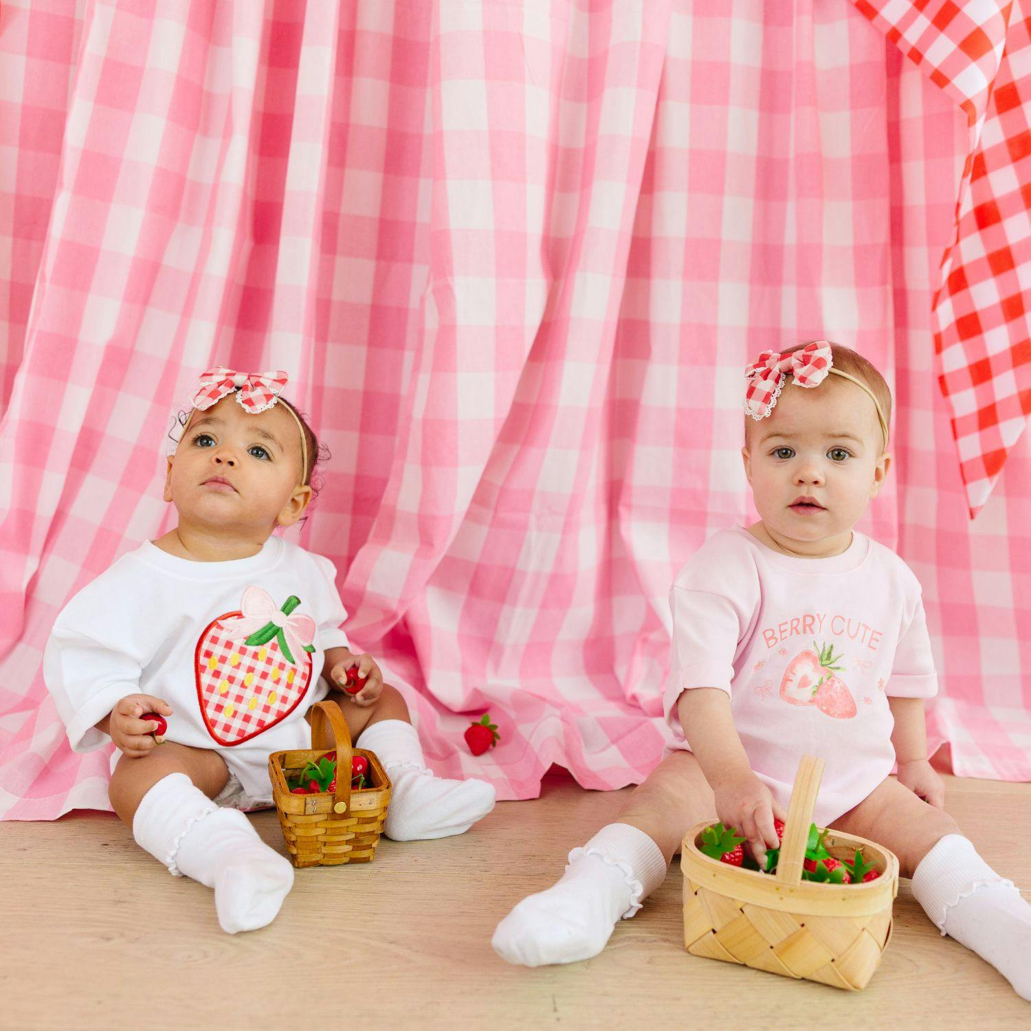 Strawberry Patchwork Short Sleeve Romper - White
