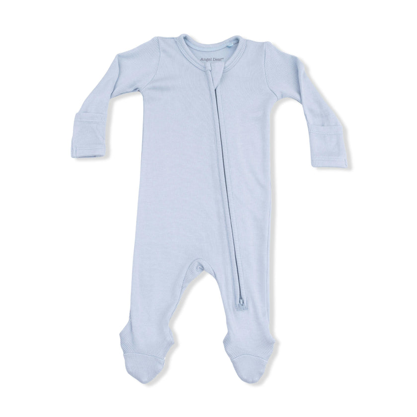 Solid Niagara Mist Rib - 2 Way Zipper Footie
