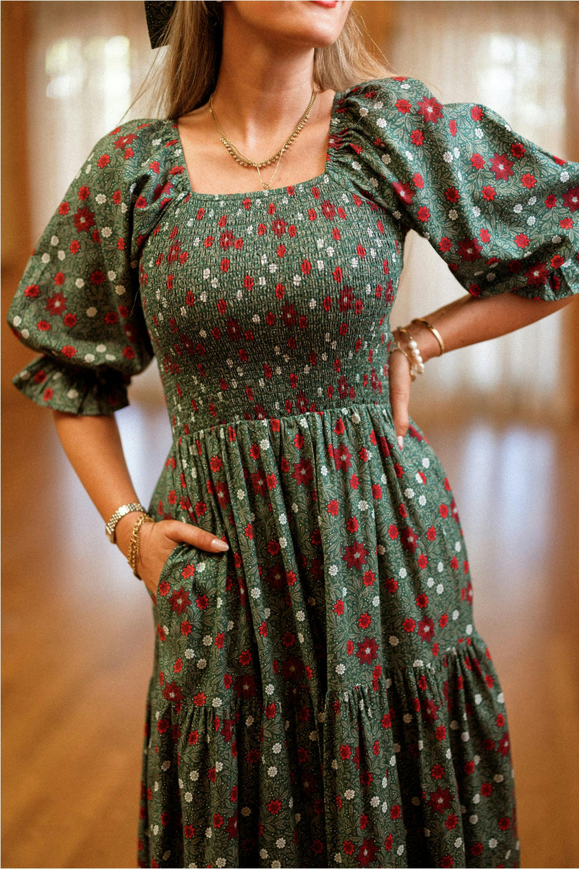 Madeline Maxi Dress in Evergreen Merry Ditsy
