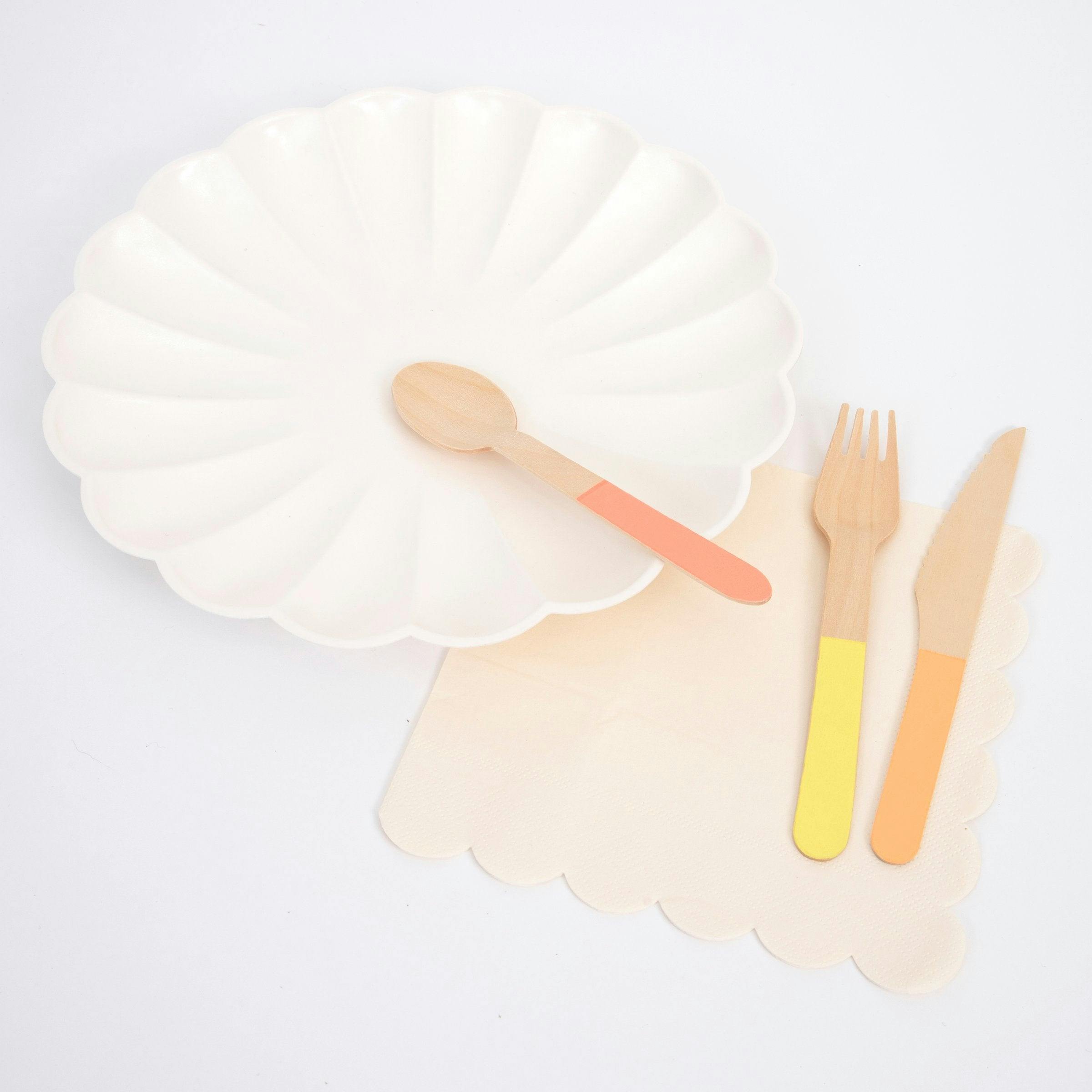 Neon Wooden Cutlery Set