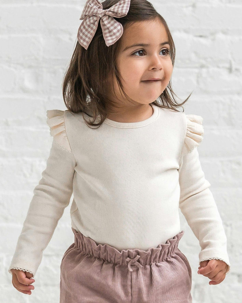 Rina Ribbed Ruffle Long Sleeve Top