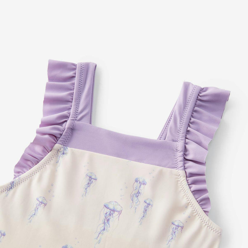 Sunset Jellyfish Ruffle Square Neck Swimsuit