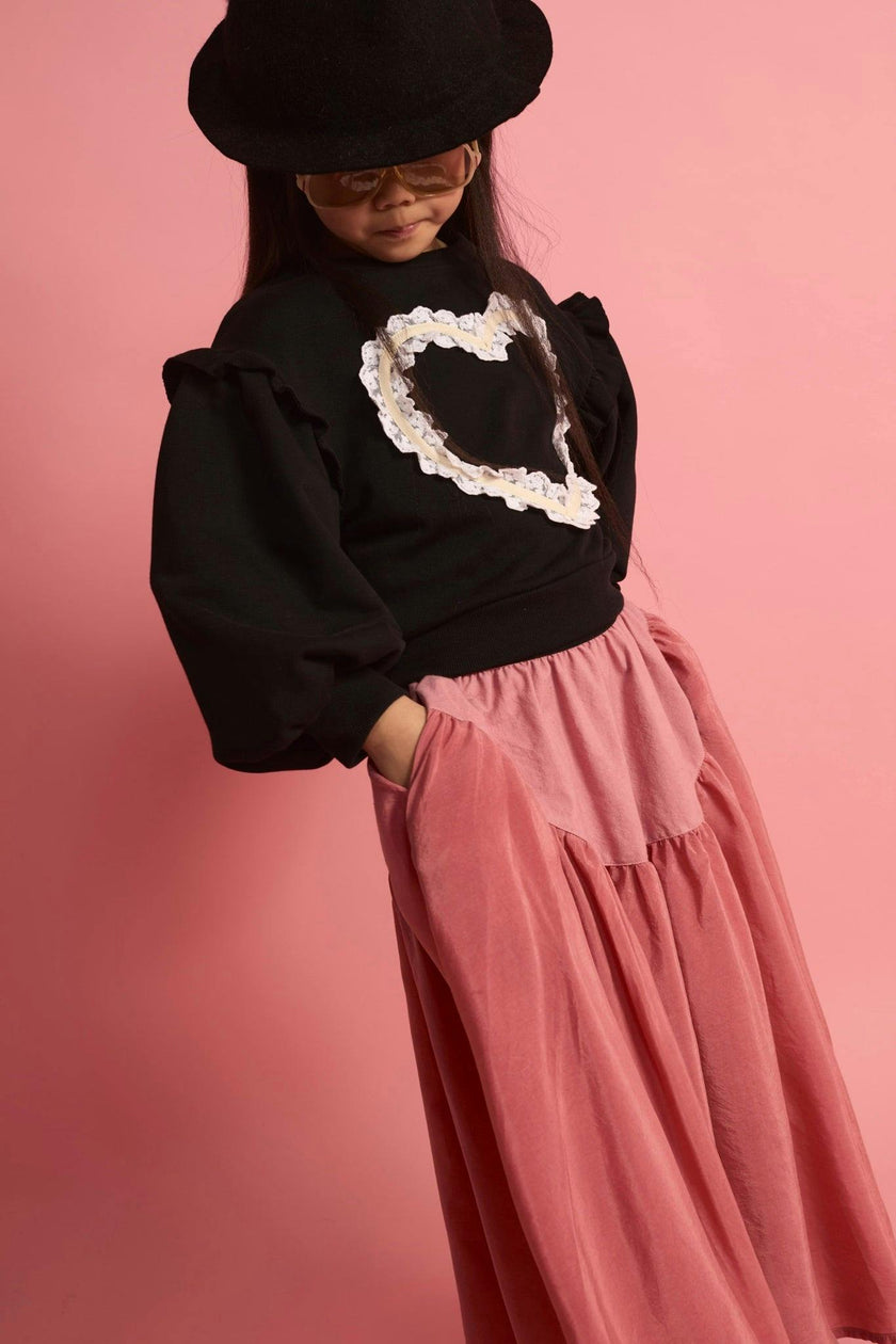 Lace Heart Sweatshirt Black