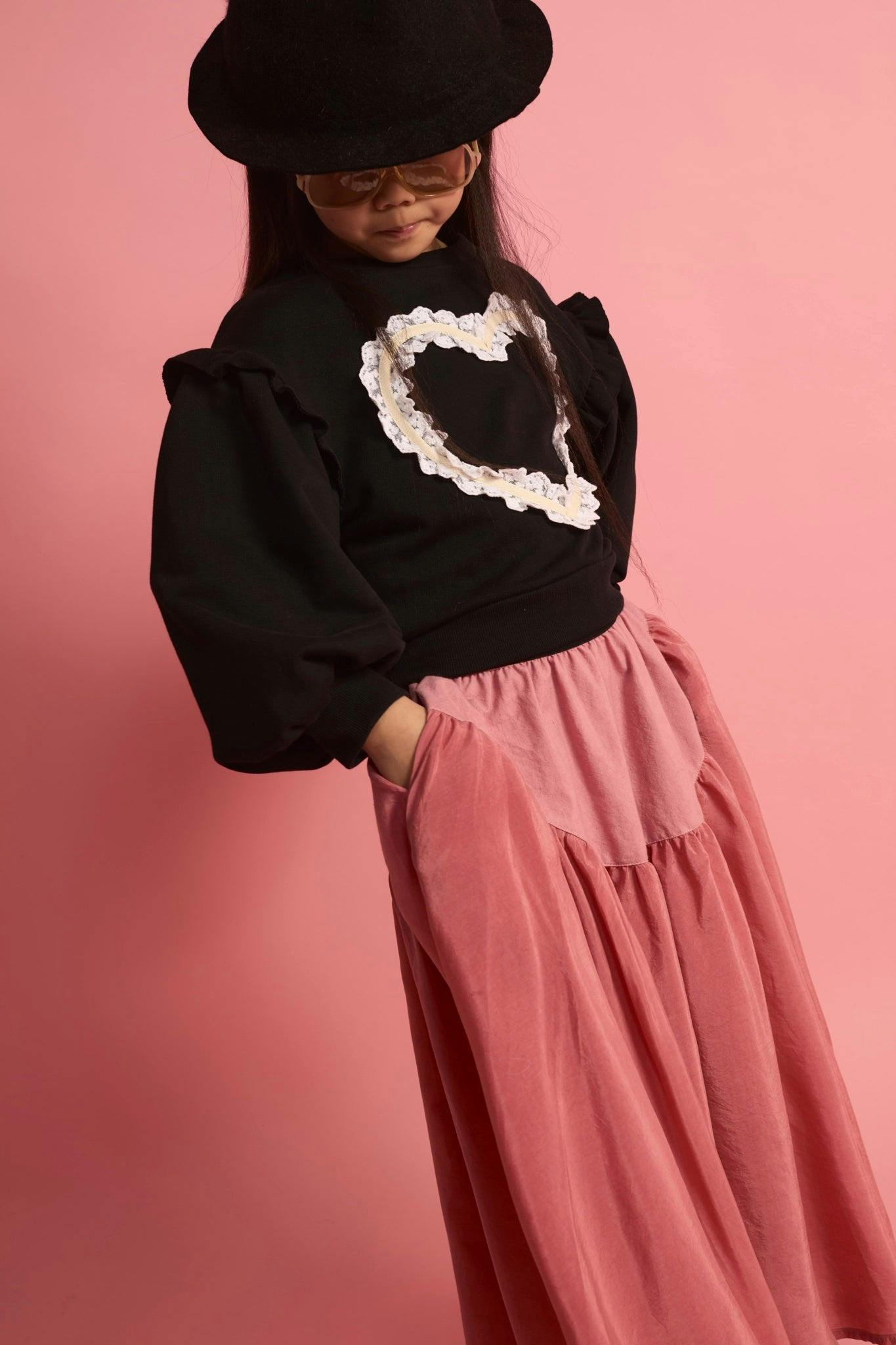 Lace Heart Sweatshirt Black