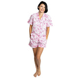 Women's Skydog Toile Pink Short PJ Set - Organic Cotton Poplin