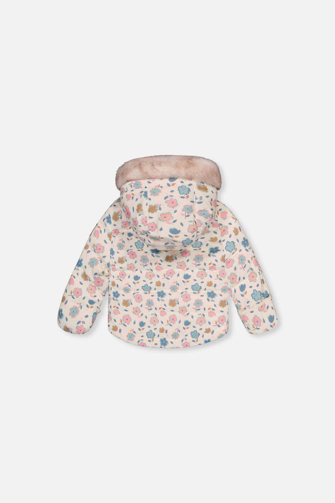 Baby Two Piece Snowsuit White With Floral Print