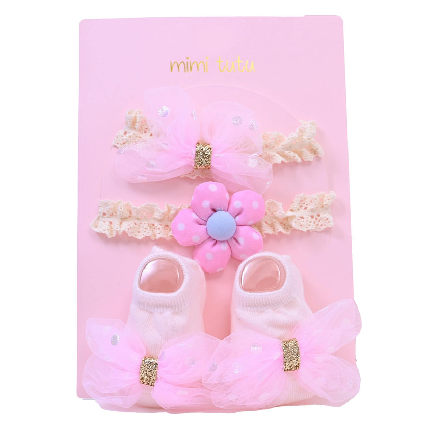 Pink Bow Gold Accent Flower Gift Set