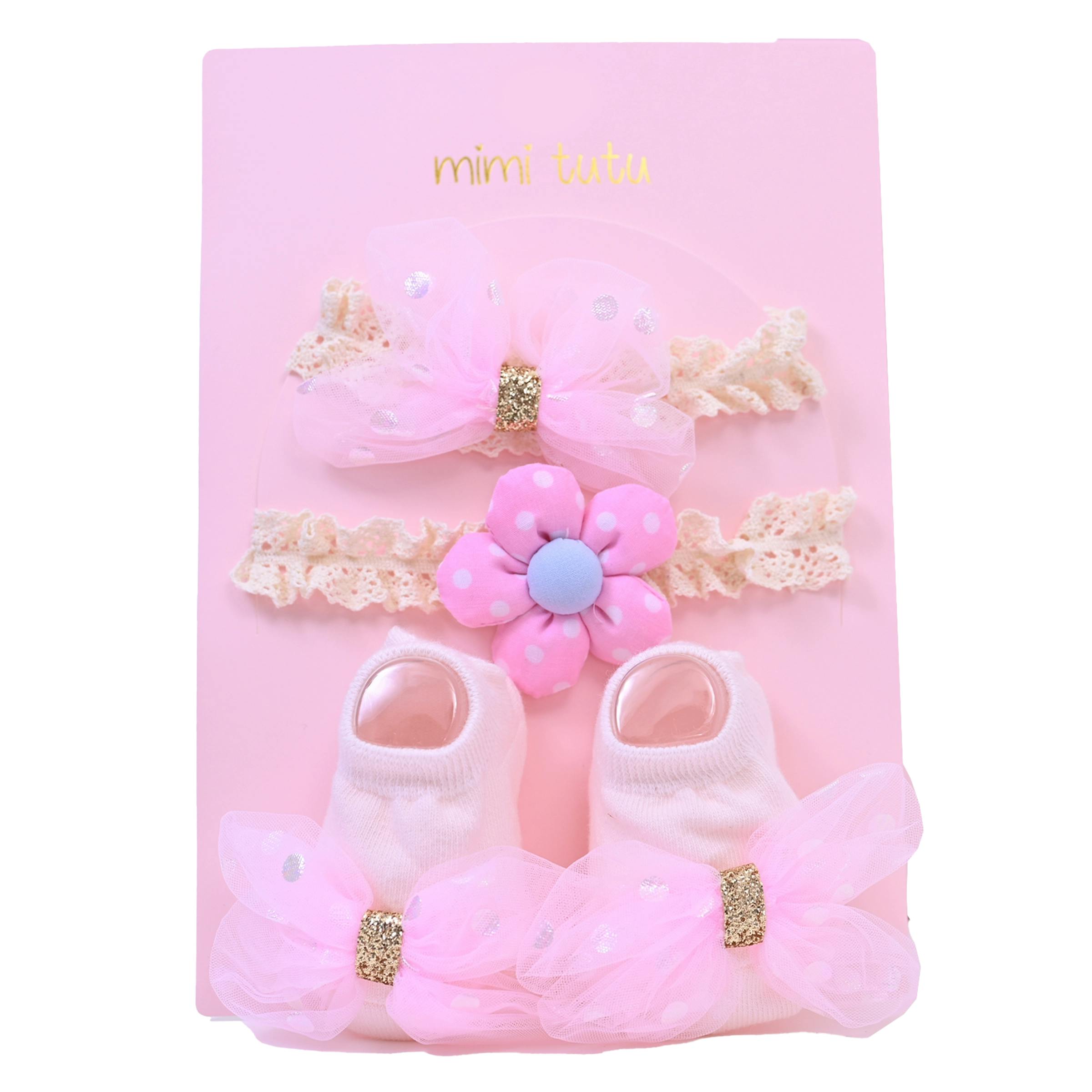 Pink Bow Gold Accent Flower Gift Set