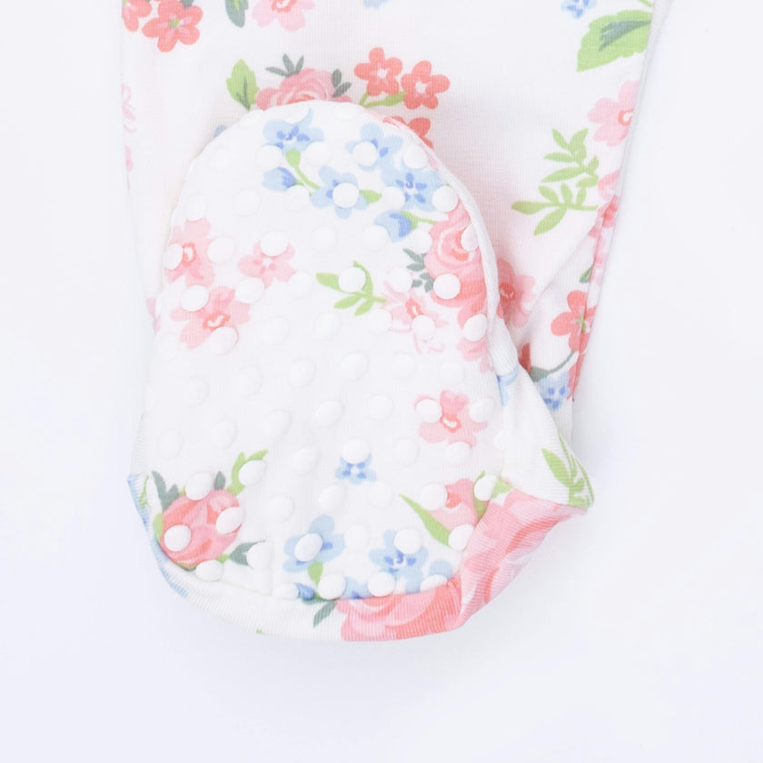 Cute Little Roses - 2 Way Ruffle Back Zipper Footie