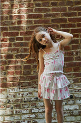 Georgia Vintage Romantic Rose Satin Smocked Top
