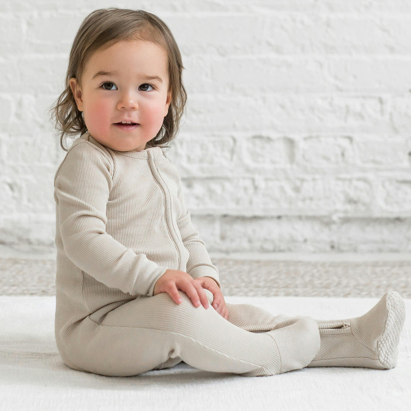 Kit Ribbed Zipper Sleeper Dario Stripe/Oat