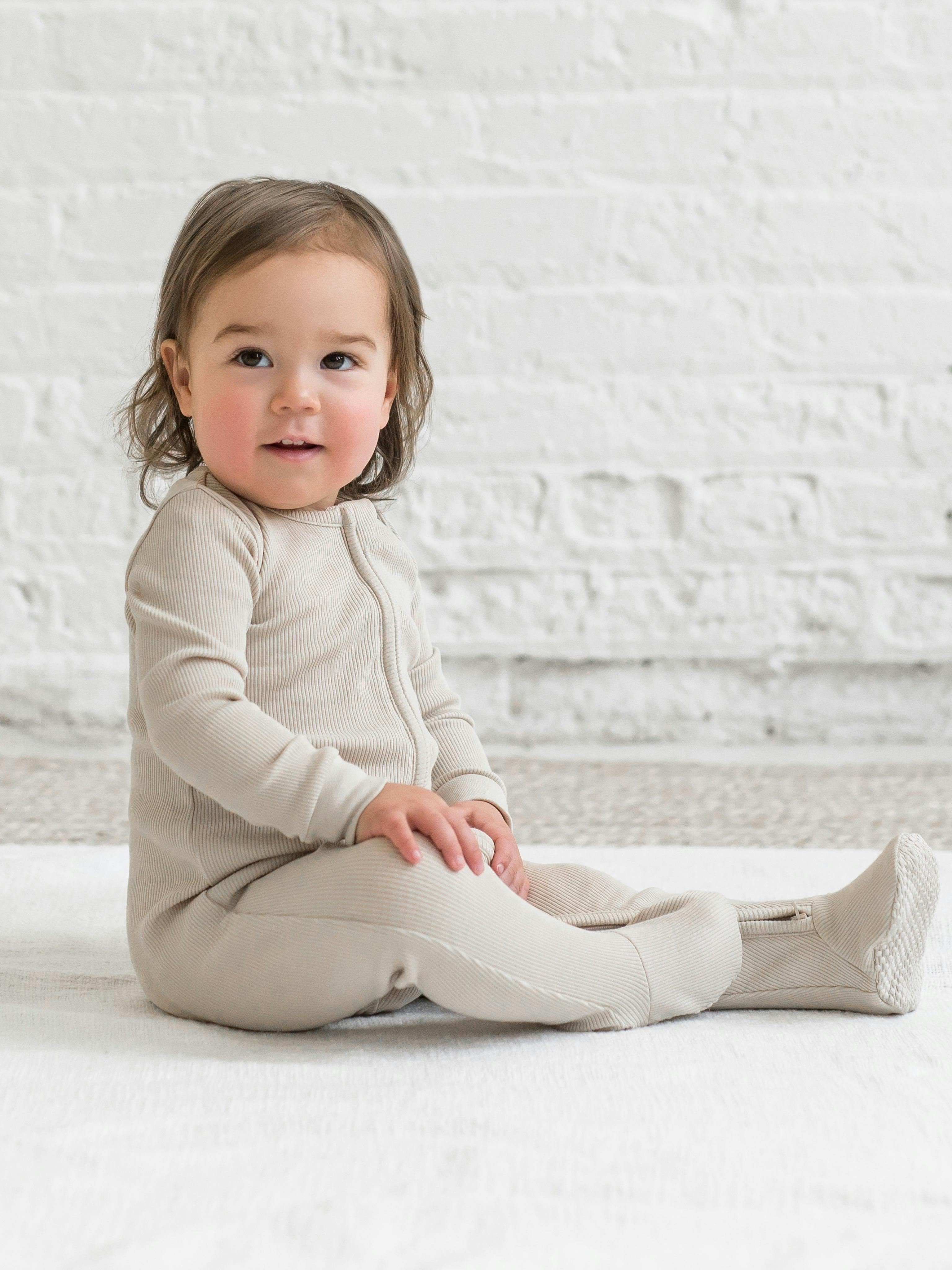 Kit Ribbed Zipper Sleeper Dario Stripe/Oat