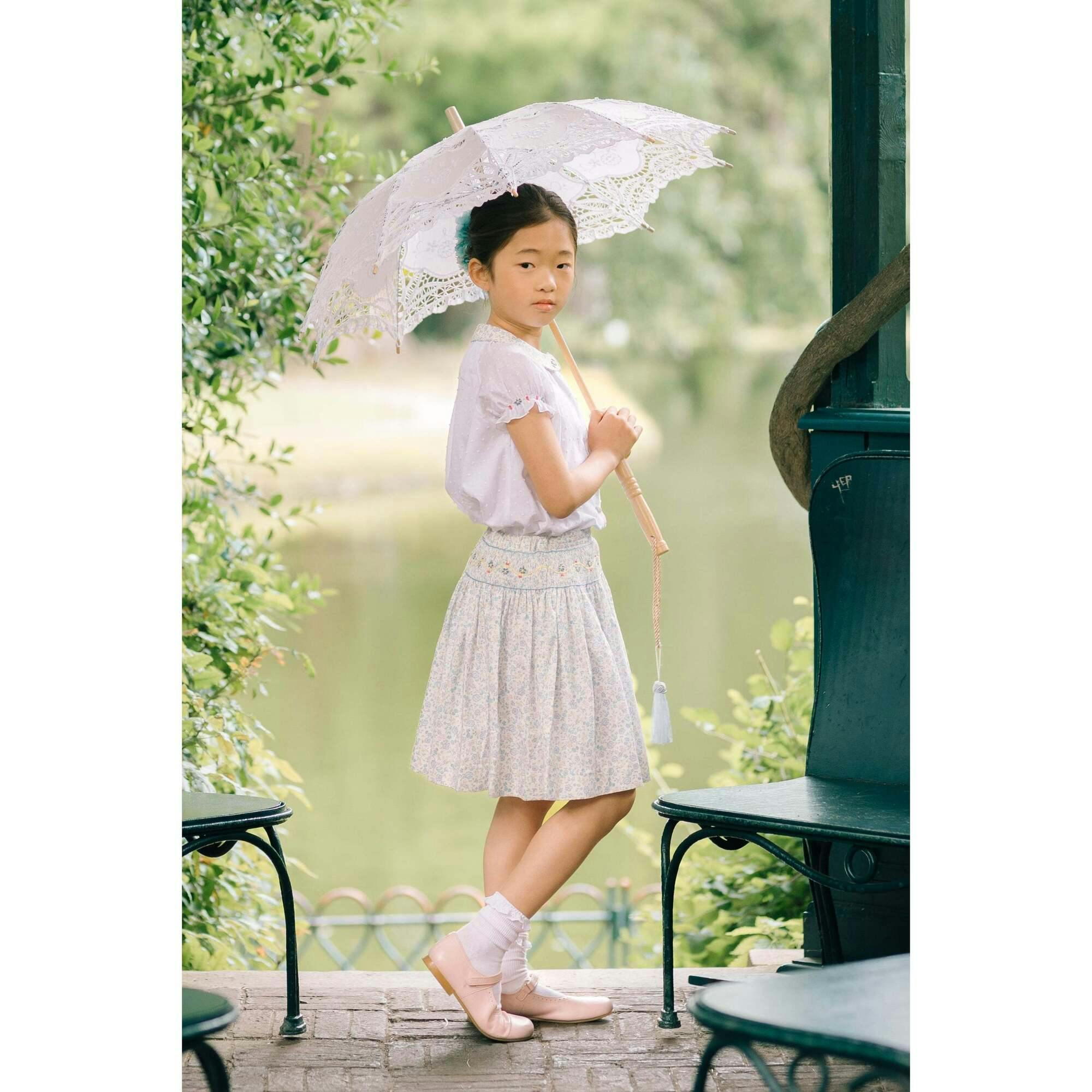 Marie Floral Pink Skirt & Short Sleeve Blouse