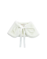 Ivory Ribbon-Tie Faux Fur Collar