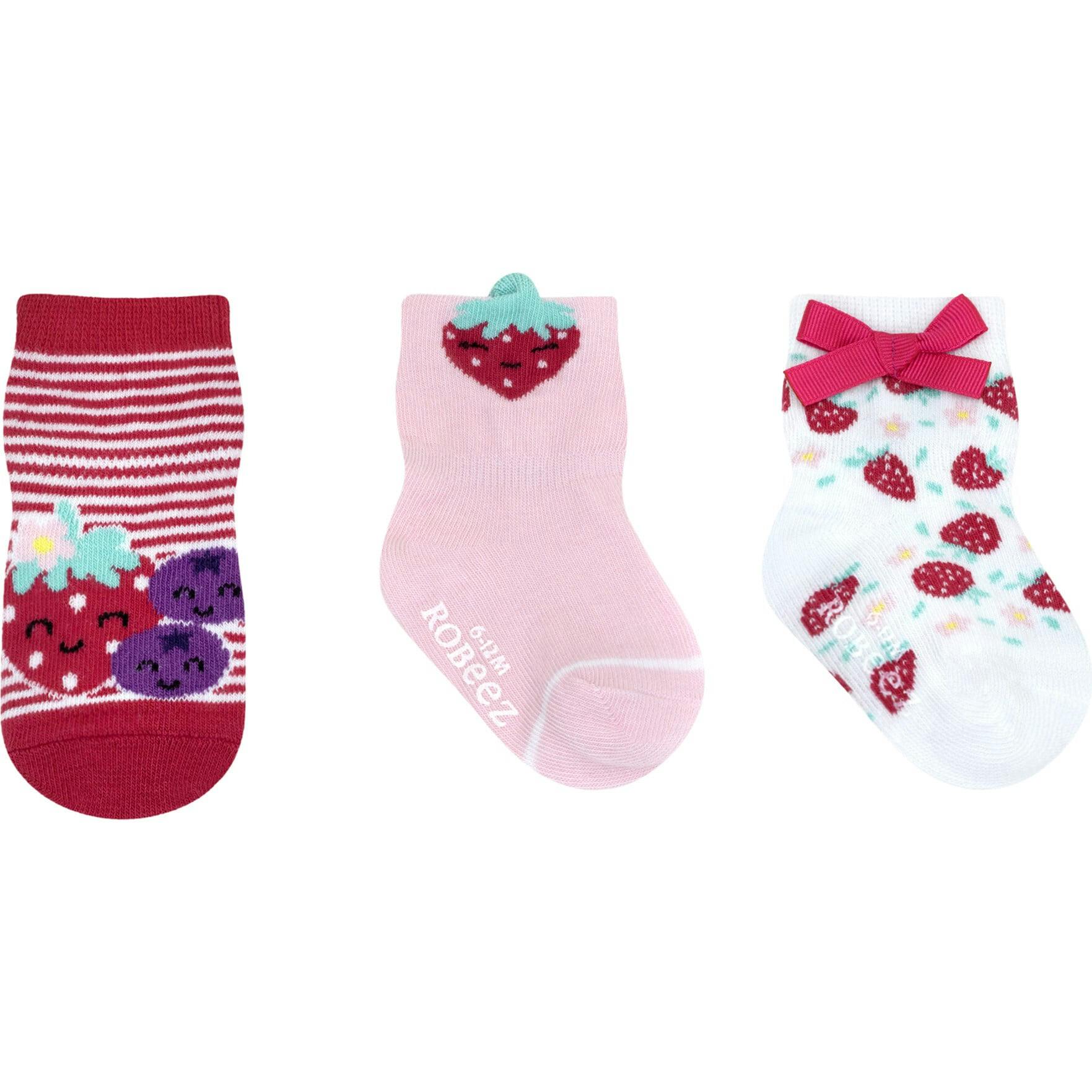 Berry Sweet Girl 3-Pack Baby Socks in Bright Pink