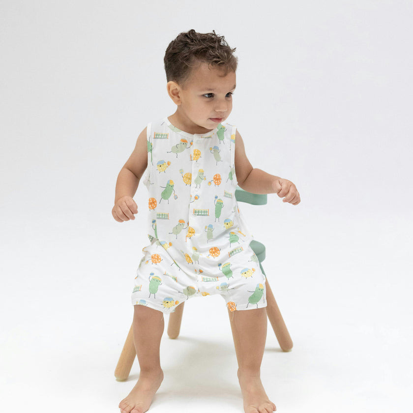 Pickles Playing Pickleball - Sleeveless Shortie Romper