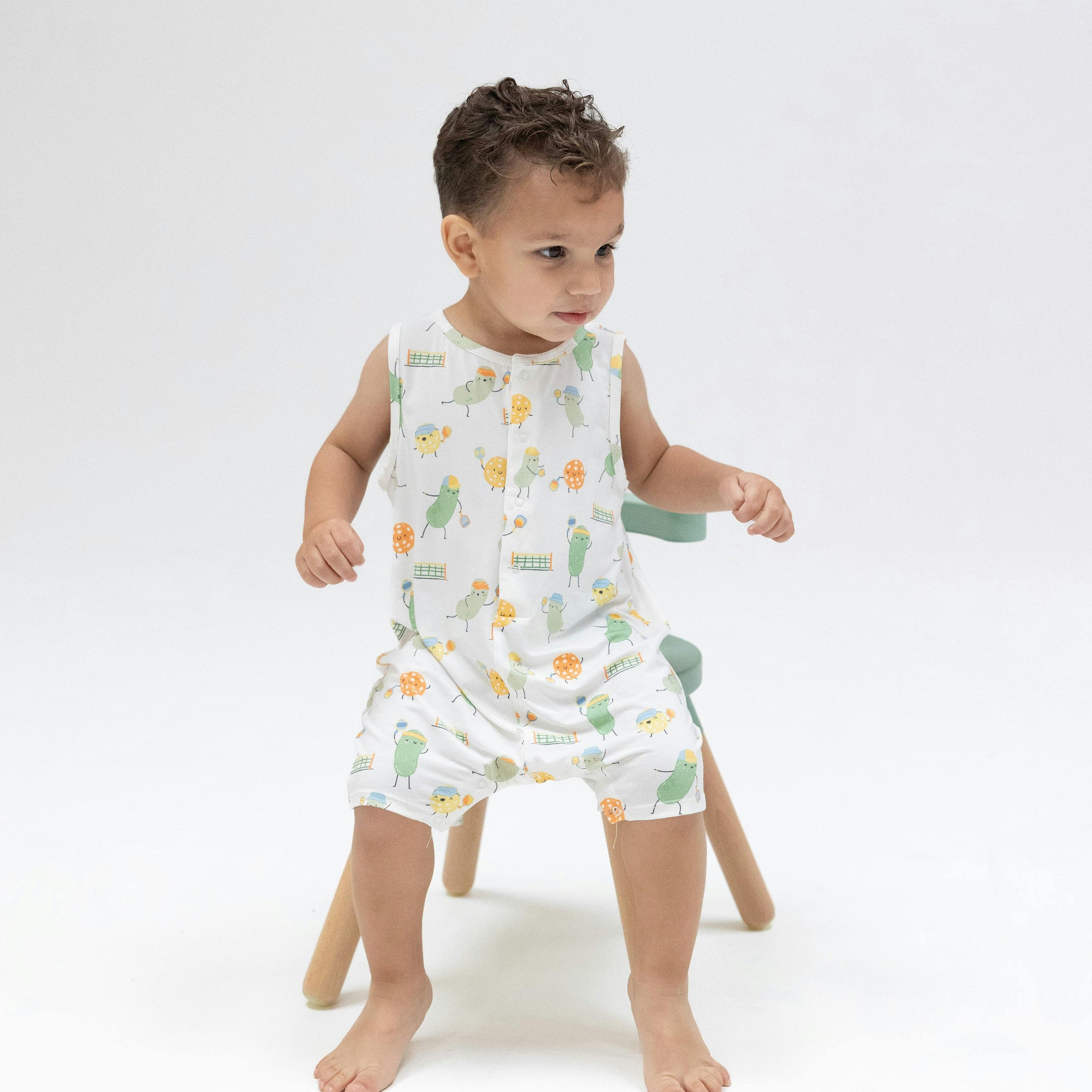 Pickles Playing Pickleball - Sleeveless Shortie Romper
