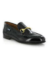 Patent Leather Teresa Buckle Loafers, Black