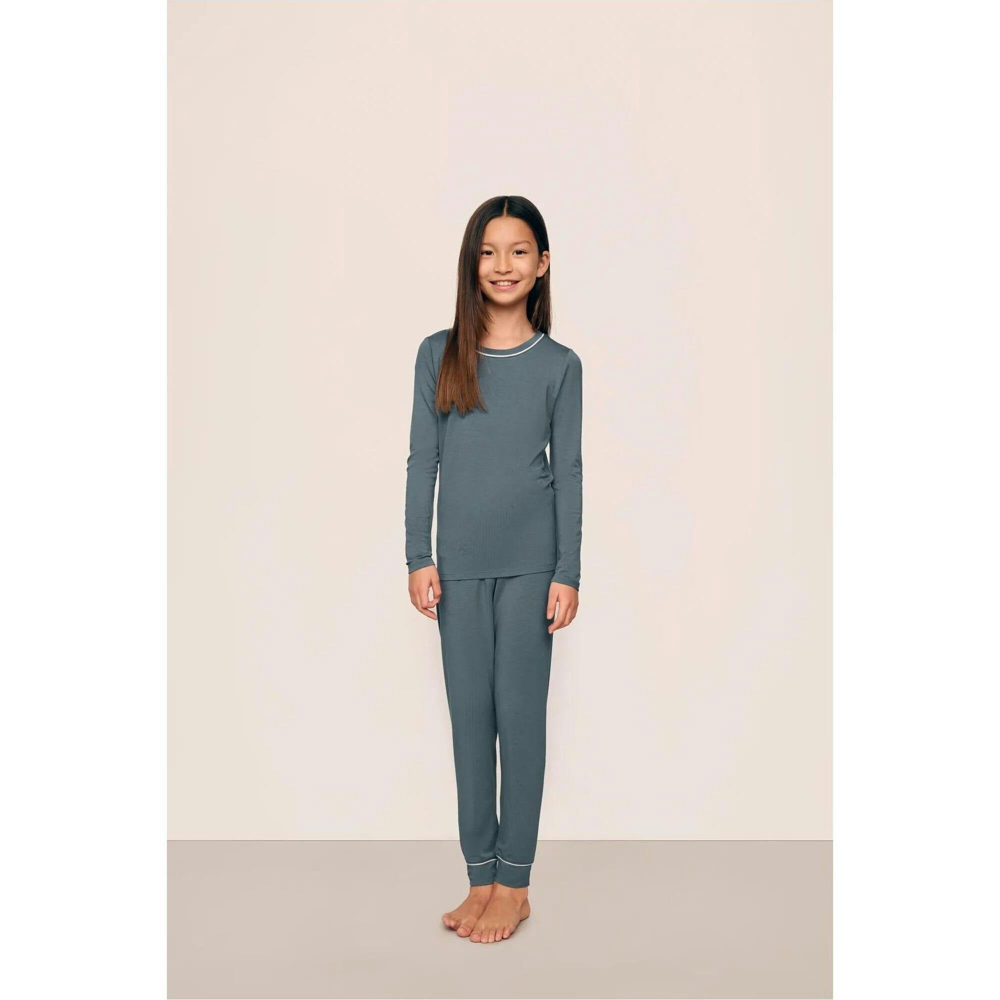 Kids TENCEL™ Modal Unisex Long PJ Set, Blue