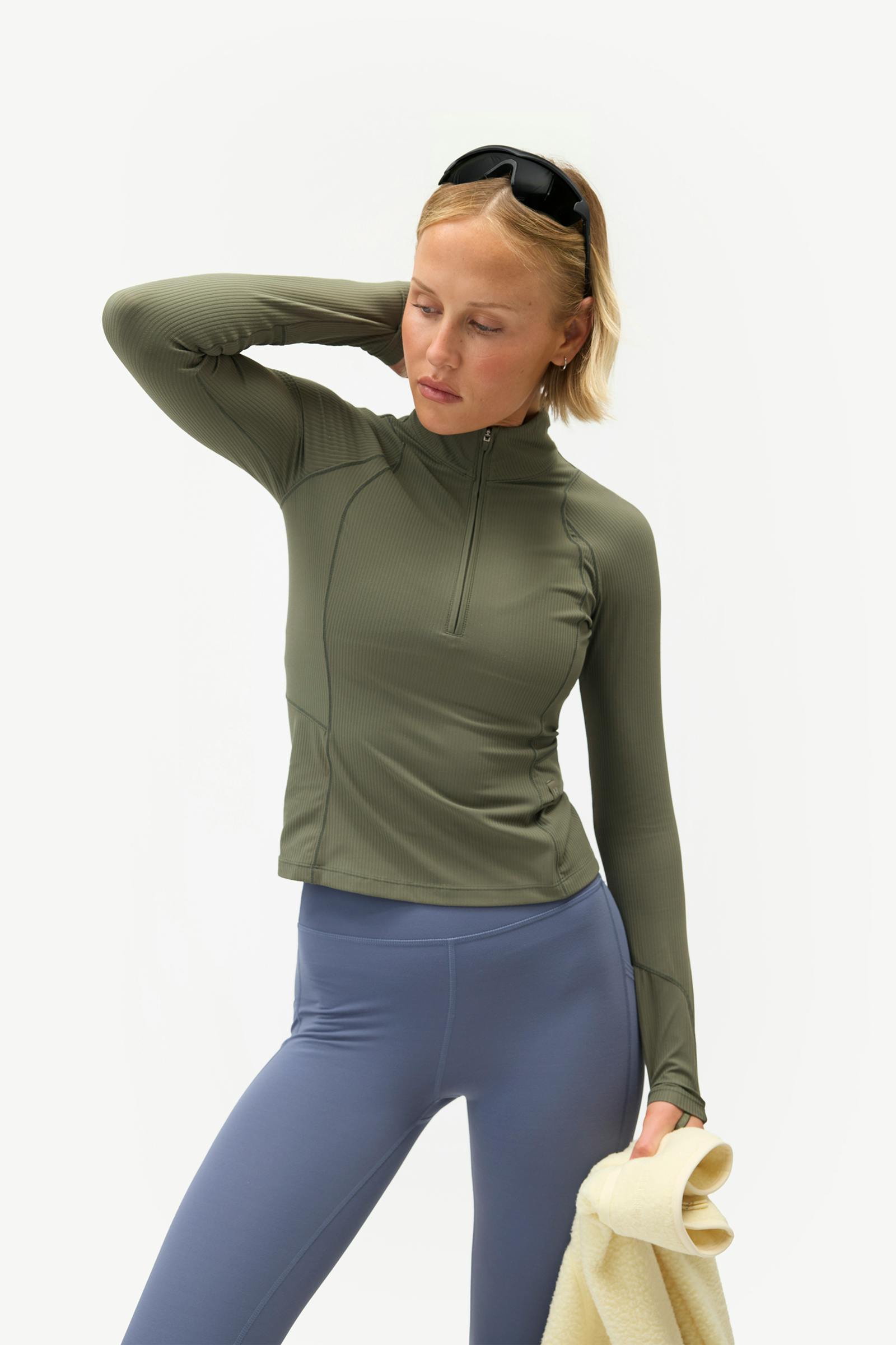 Julie Quarter Zip Top, Kalamata
