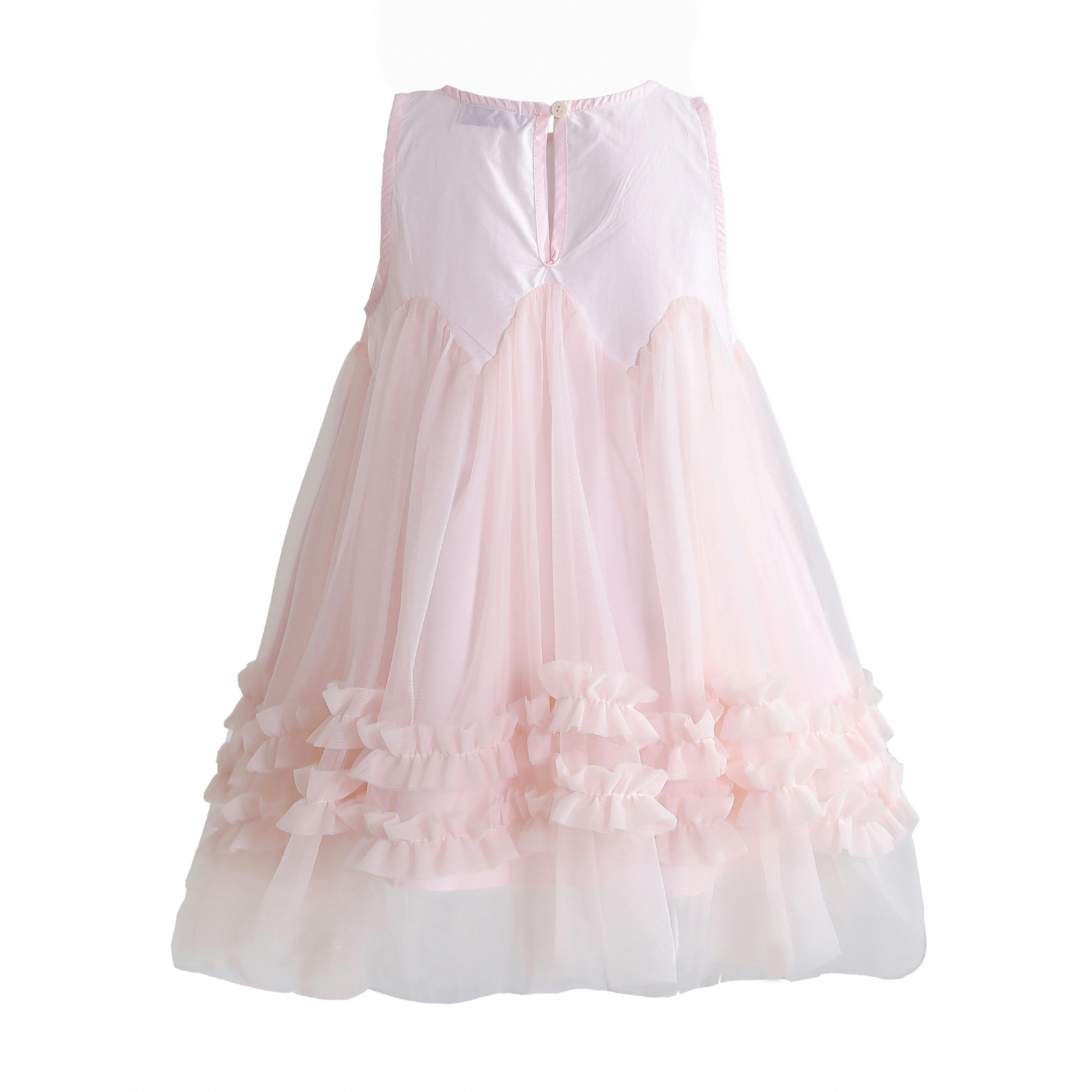 Pink Genevieve Pleated Tulle Dress