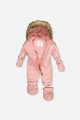Baby Original One Piece Puffy Snowsuit With Removable Mittens And Boots Pale Dusty Pink
