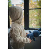 Pima Cotton Knit Waffle Hoody in Oatmeal