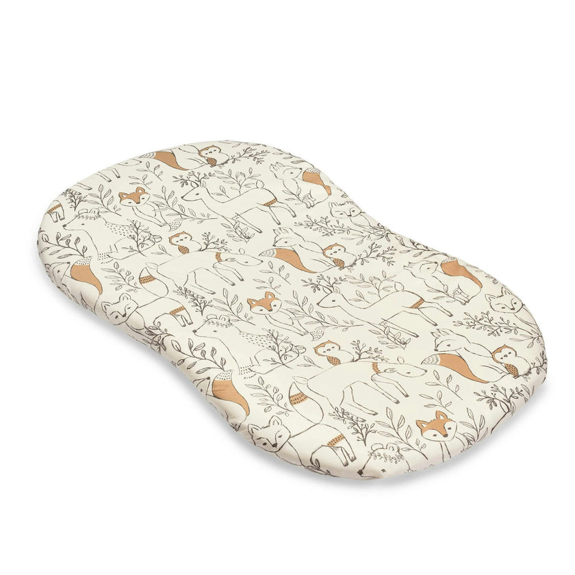 Ezra Woodland Animal Cotton Bassinet Sheet
