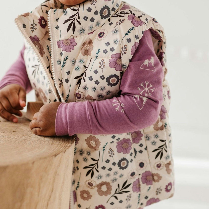 Puffer Vest Winter Floral