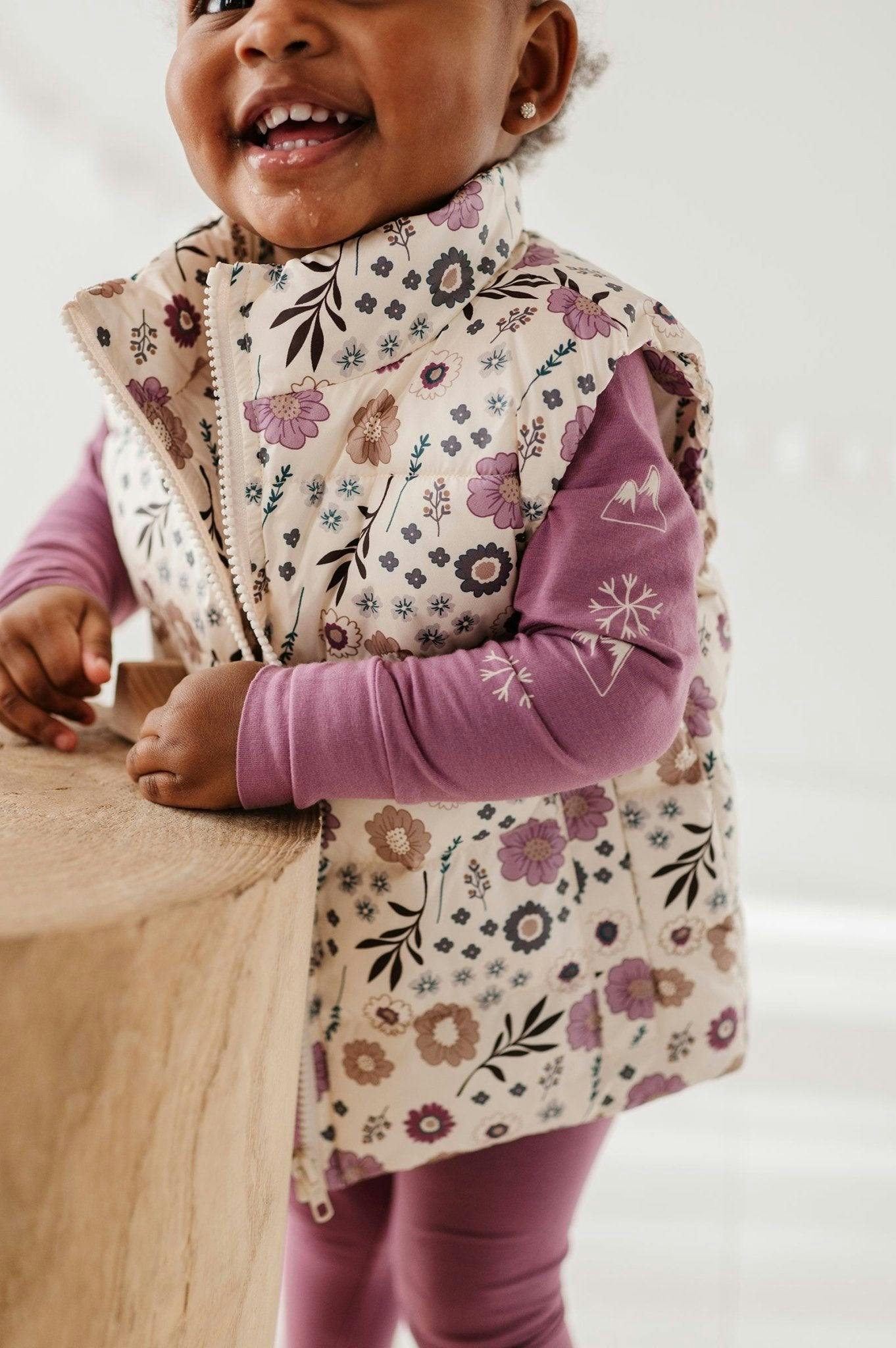 Puffer Vest Winter Floral