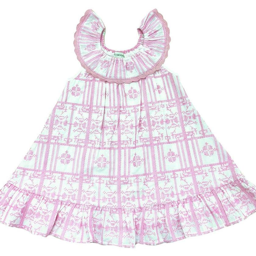 Pink Geometric Embroidery Harper Dress