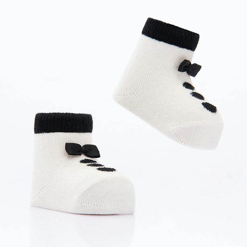 White 3pc Bow Tie Print Socks Set